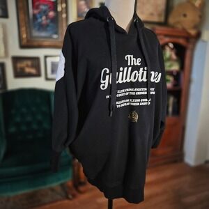 Giordano x The Guillotines Black Graphic Hoodie Oversized Streetwear